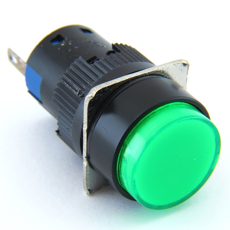 PB-16I-MOM-YG-24V 16MM ILLUMINATED LED MOMENTARY  ROUND GREEN PUSHBUTTON 24VACDC