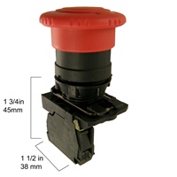 PB-XB5AS542-TWR FITS TELEMECANIQUE XB2BS542C 40MM EMERGENCY STOP MUSHROOM PUSH BUTTON TURN-TO-RELEASE 1NC CONTACT BLOCK ZBE102