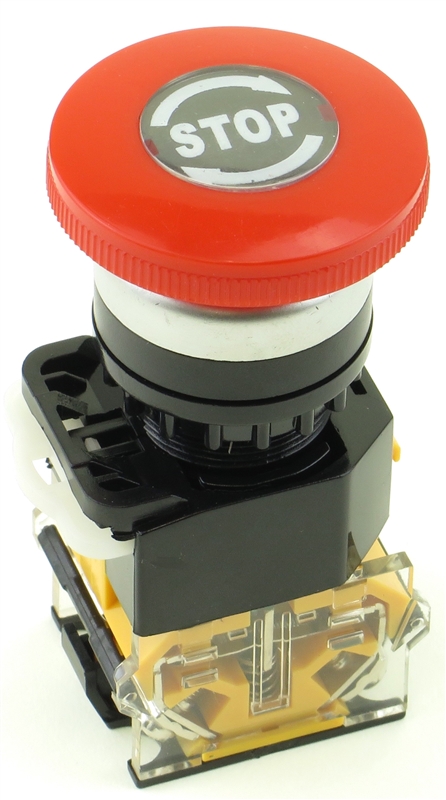 PBC-P22PMA-M40 22MM RED PUSH BUTTON MAINTAINED TWIST RELEASE 40MM MUSHROOM 1NO/1NC CONTACT BLOCK