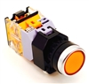 YC-P22PMO-FY YuCo 22MM PUSH BUTTON YELLOW MOMENTARY FLUSH M. INCLUDED 1NO 1NC CONTACT BLOCKS