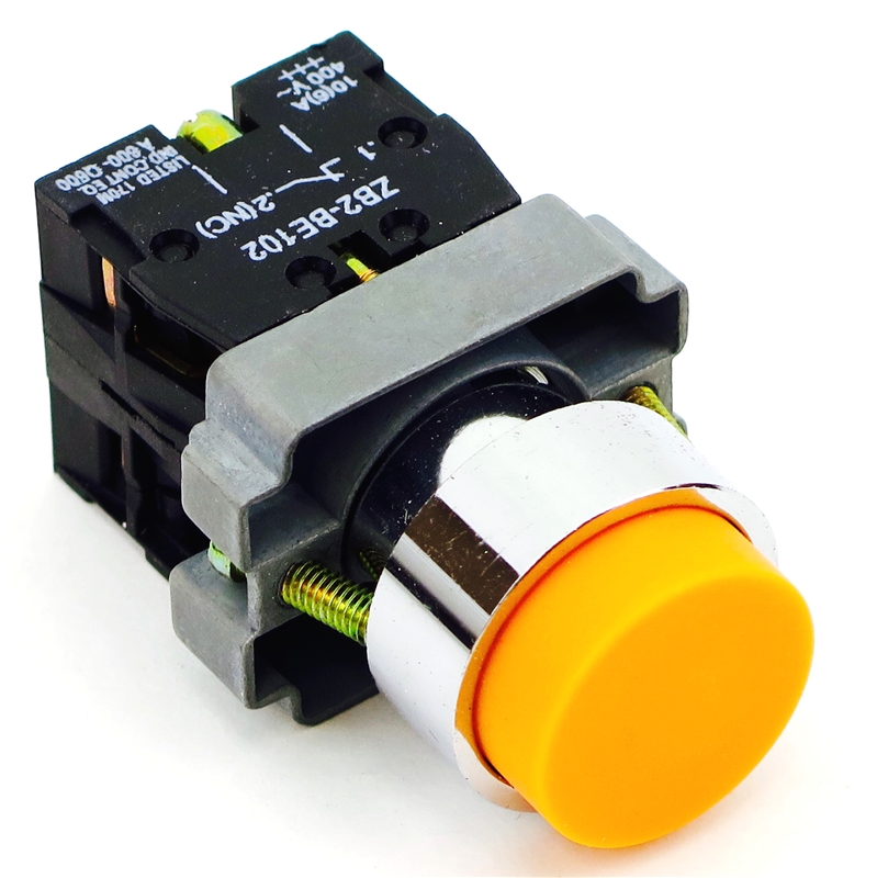 PBC-P22XTMO2-EO-11 DIRECT REPLACEMENT FITS TELEMECANIQUE ORANGE PUSH BUTTON,  EXTENDED MOMENTARY. 1NO/1NC ZB2BE101,ZBE102 CONTACT BLOCKS.