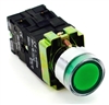 PBC-P22XTMO2-FIG-220V DIRECT REPLACEMENT FITS TELEMECANIQUE XB2BW3365 22MM PUSH BUTTON GREEN MOMENTARY METAL ILLUMINATED 220V AC .PUSH TO TEST FLUSH M. INCLUDED 1NO/1NC CONTACT BLOCKS AND 1 Z-BWO6 CONTACT BLOCK