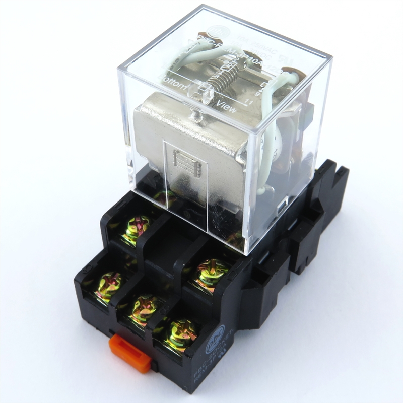 PBC-REM-3P10A-12VDC/SOCKET ICE CUBE GENERAL PURPOSE RELAY MINIATURE SQUARE BASE 11-BLADE 3PDT 10AMP 12VDC-COIL INCLUDED PBC-SOCKET-REM-3P10A SOCKET