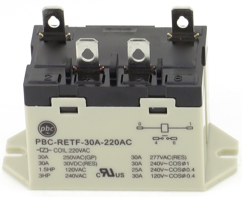 PBC-RETF-30A-220AC GENERAL PURPOSE RELAY TOP FLANGE MOUNT CONTACT FORM 30AMP 220V-COIL