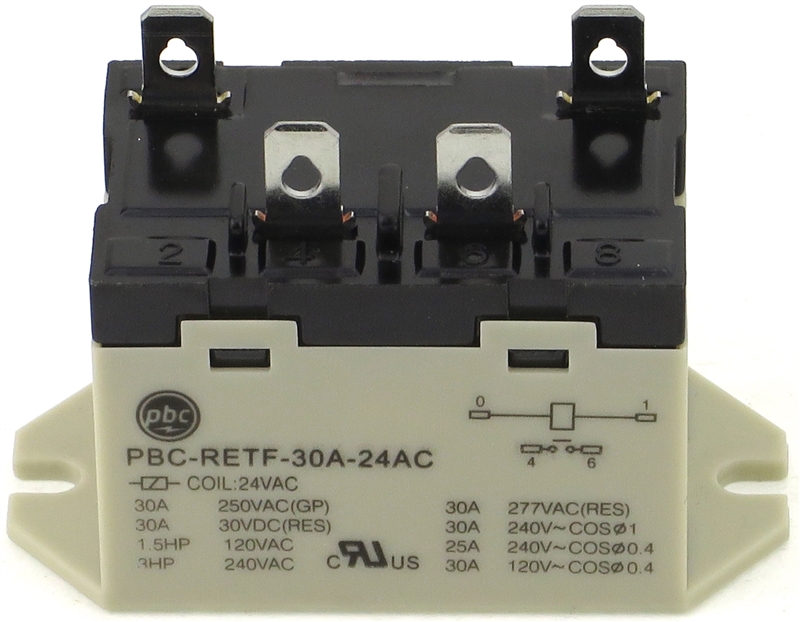 PBC-RETF-30A-24AC GENERAL PURPOSE RELAY TOP FLANGE MOUNT CONTACT FORM 30AMP 24V-COIL