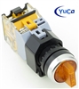 YC-SS22PMA-I3Y-6 22mm 3 POSITION MAINTAINED YELLOW ILLUMINATED SELECTOR SWITCH 12V AC/DC.INCLUDED 2/NO CONTACT BLOCK. (YOU CAN CHANGE THE VOLTAGE TO 24V, 120V OR 220V)