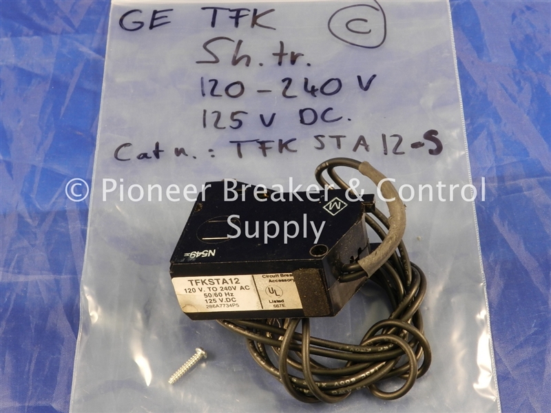 TFKSTA12 (R) GE SHUNT TRIP 120/240V AC; 125V DC; RIGHT/LEFT POLE MOUNTING  FOR TFK,TFJ,TFK, THFK,THLC2,THLC4,TLB2,TLB4 CIRCUIT BREAKERS