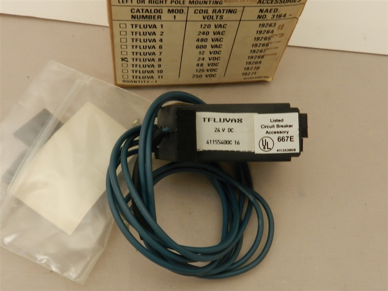 TFLUVA8 GE GENERAL ELECTRIC  F 225 LINE UNDERVOLTAGE RELEASE 24V DC; LEFT OR RIGHT POLE MOUNTING;  USED ON TYPE TFL MOLDED CASE CIRCUIT BREAKERS