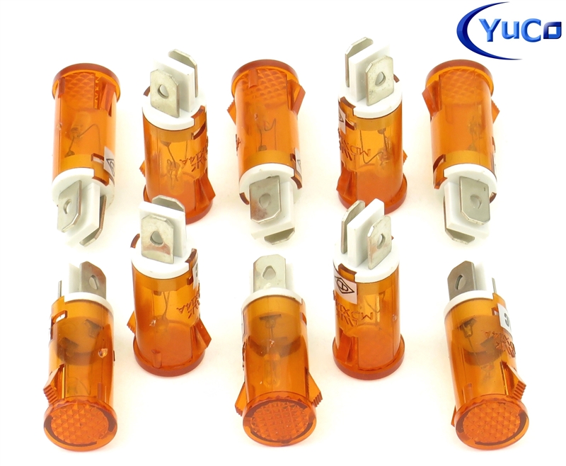 PACK OF 10 YuCo YC-12TPL-5A-120-N AMBER NEON 12MM 120V AC/DC