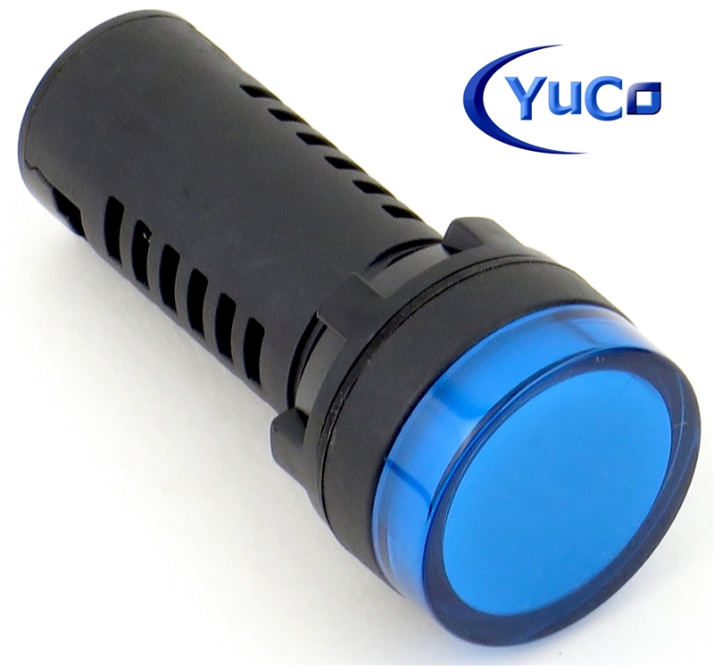 YuCo YC-22B-5 EUROPEAN STANDARD TUV CE LISTED 22MM LED PANEL MOUNT INDICATOR LAMP BLUE 480V AC