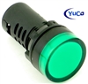 YuCo YC-22G-1 EUROPEAN STANDARD TUV CE LISTED 22MM LED PANEL MOUNT INDICATOR LAMP GREEN 24V AC/DC