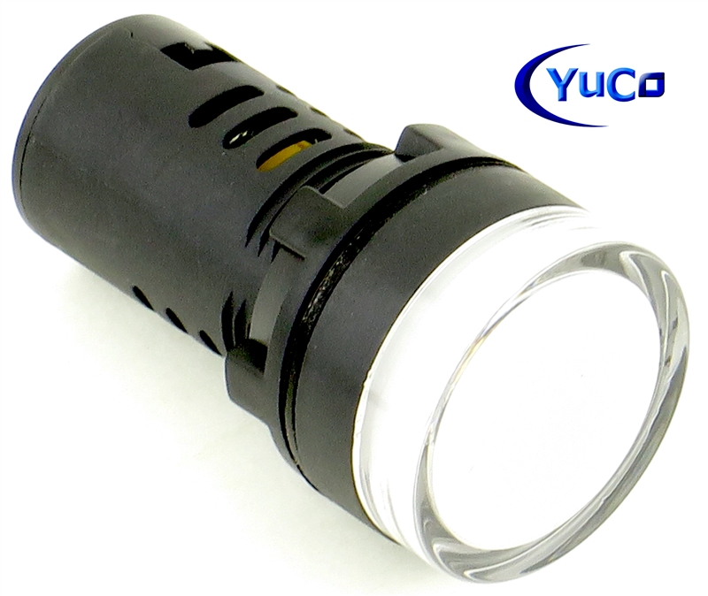 YuCo YC-22W-1 EUROPEAN STANDARD TUV CE LISTED 22MM LED PANEL MOUNT INDICATOR LAMP WHITE 24V AC/DC