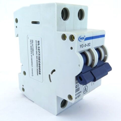 YC-3-2C YuCo CIRCUIT BREAKER 2P 3A 277/480V C CURVE