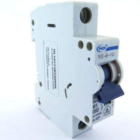 YC-5-1C YuCo CIRCUIT BREAKER 1P 5A 120/277V C CURVE