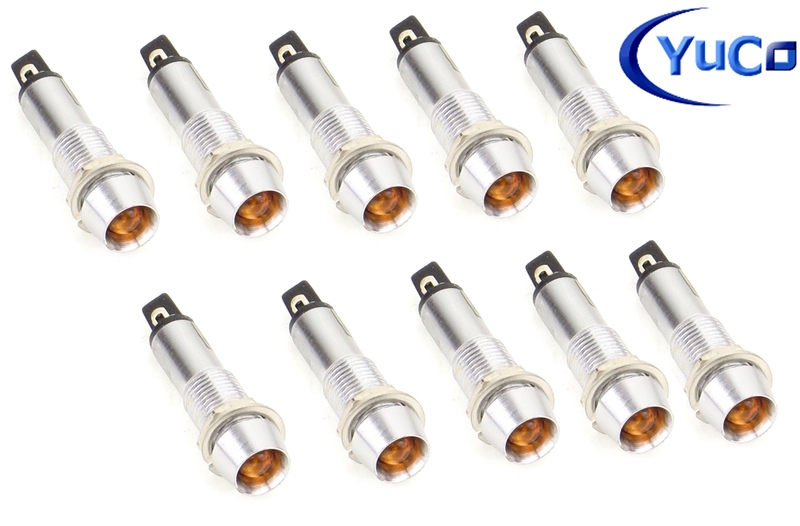 PACK OF 10 YuCo YC-7TRS-24A-220-N-10 AMBER NEON 9MM 220V AC/DC