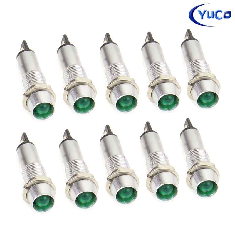 PACK OF 10 YuCo YC-7TRS-24G-12-10 GREEN LED 7MM 12V AC/DC