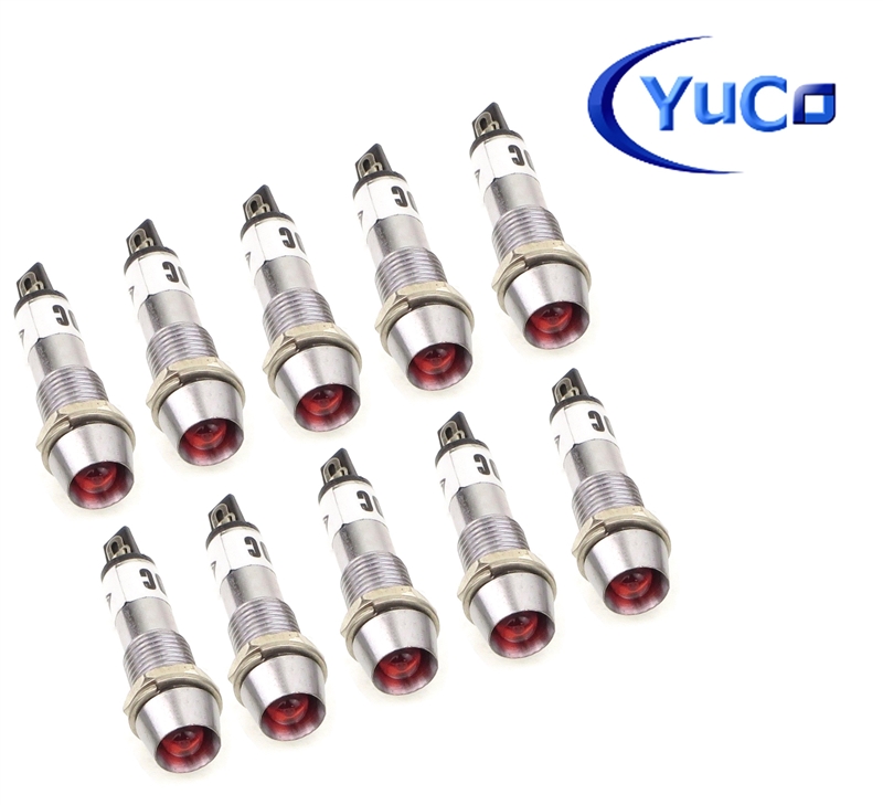 PACK OF 10 YuCo YC-7TRS-24R-24-10 RED LED 7MM 24V AC/DC