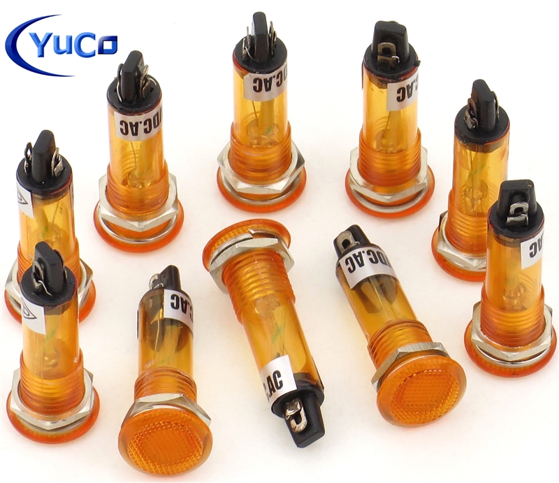 PACK OF 10 YuCo YC-9TRL-5A-12-10 AMBER LED 9MM 12V AC/DC