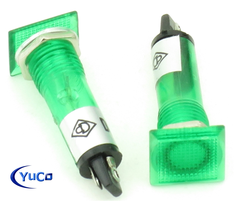 PACK OF 10 YuCo YC-9TRL-6G-24-N-10 GREEN NEON 9MM 24V AC/DC