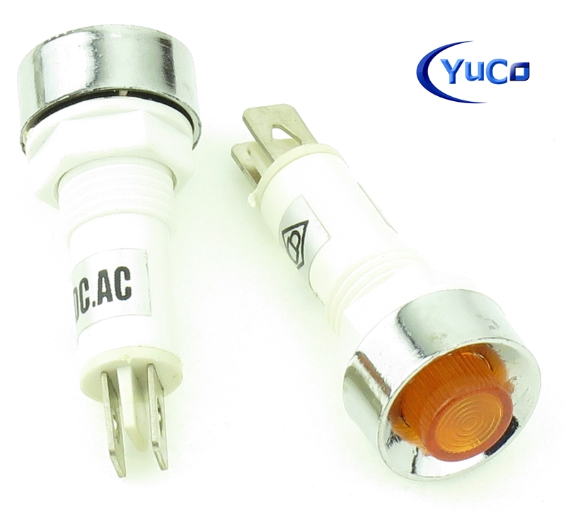 PACK OF 10 YuCo YC-9TRS-14A-24-N-10 AMBER NEON 9MM 24V AC/DC