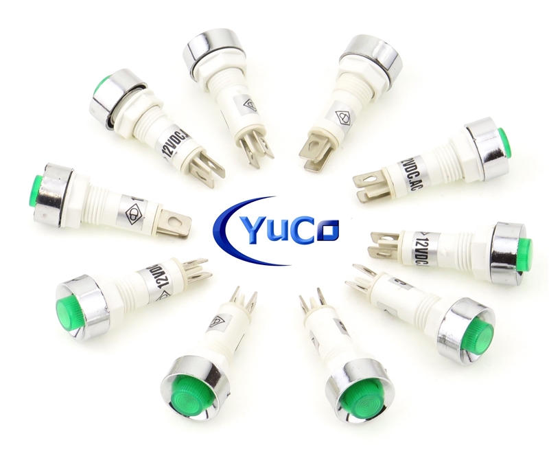 PACK OF 10 YuCo YC-9TRS-14G-120-10 GREEN LED 9MM 120V AC/DC