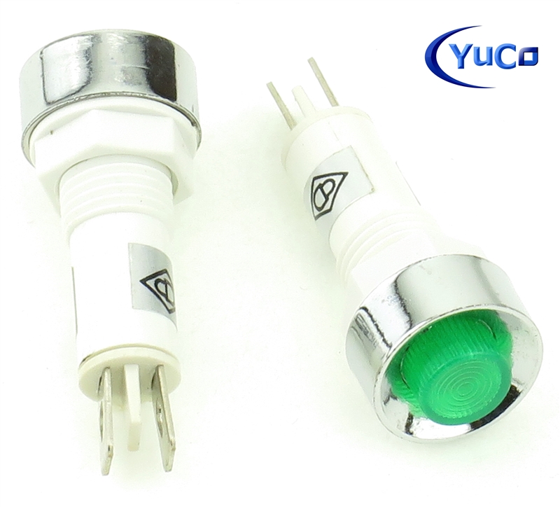 PACK OF 10 YuCo YC-9TRS-14G-24-N-10 GREEN NEON 9MM 24V AC/DC