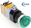 YC-P22PMMA-MIG-2 YuCo 22MM PUSH BUTTON GREEN MAINTAINED ILLUMINATED 120V AC/DC 35MM MUSHROOM 1NO 1NC