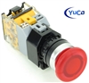 YC-P22PMMA-MIR-6 YuCo 22MM PUSH BUTTON RED MAINTAINED ILLUMINATED 12V AC/DC 35MM MUSHROOM M. INCLUDED 1NO/1NC CONTACT BLOCK