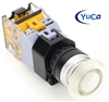 YC-P22PMMA-MIW-3 YuCo 22MM CLEAR PUSH BUTTON MAINTAINED ILLUMINATED 220V AC/DC 35MM MUSHROOM M. INCLUDED 1NO/1NC CONTACT BLOCK