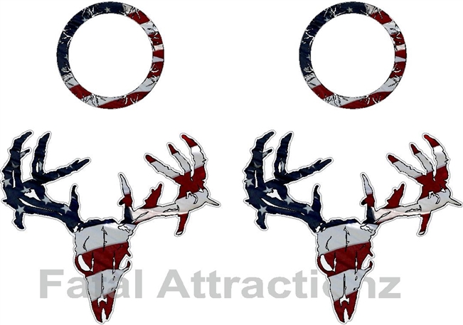 American Flag Zombie Deer Skull Cornhole Pack