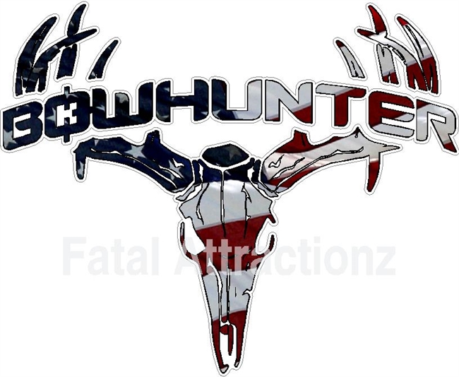 American Flag Bowhunter Deer Skull S4