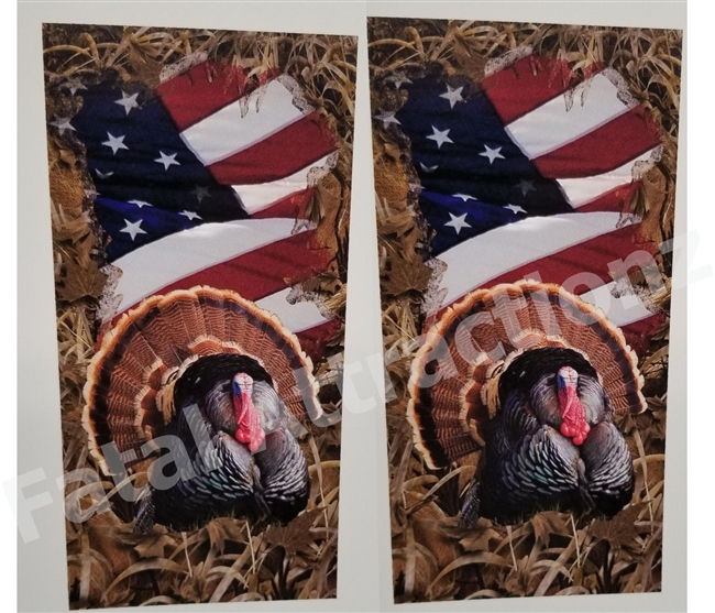 Camo American Flag Turkey Cornhole Cover Wrap