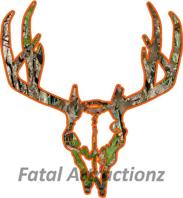 Camo Orange Deer Skull S12