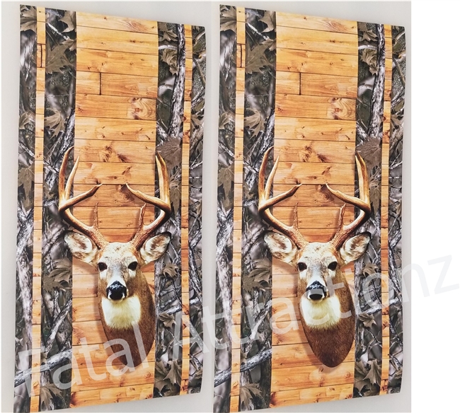Camo Wood Boards Deer Cornhole Cover Wrap