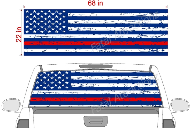 Distressed American Flag Dress Blues See Thru Window Wrap 22"x68"