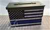 Distressed Blue Line American Flag Ammo Can Box Wrap pair