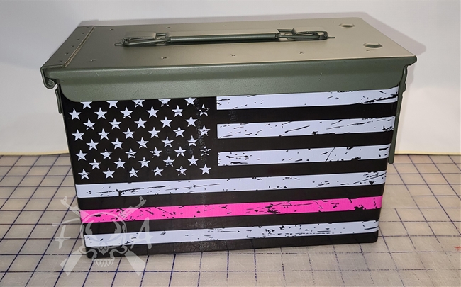 Distressed Hot Pink American Flag Ammo Can Box Wrap pair