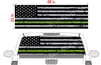 Distressed American Flag Green Line See Thru Window Wrap 22"x68"