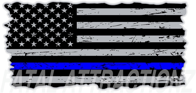 Distressed American Flag Thin Blue Line