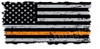 Distressed American Flag Thin Orange Line