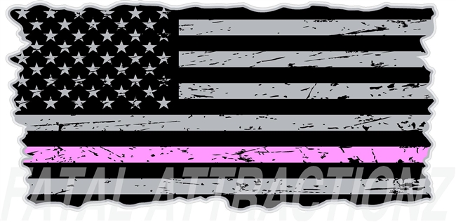 Distressed American Flag Thin Pink Line