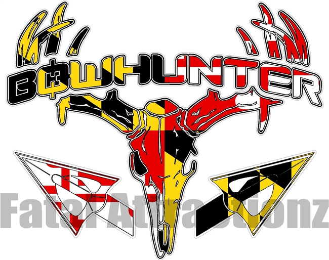 Maryland Flag Bowhunter Deer Skull S4 Arrows