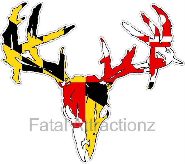 Maryland Flag Zombie Deer Skull