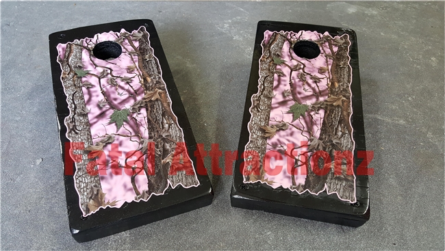 Pink Hybrid Camo Cornhole Cover