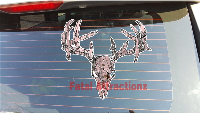 Pink Snowstorm Camo Zombie Deer Skull