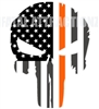 Rugged American Flag Skull Orange Line