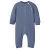Cable Garter Knit Baby Jumpsuit- Slate Blue