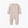 Cable Garter Knit Baby Jumpsuit- Taupe
