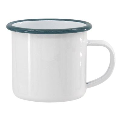 12 oz. White Camper Mug with Sage Green Lip