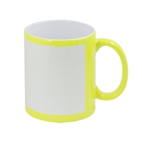 11 oz. Yellow Flourescent Mug w/White Patch